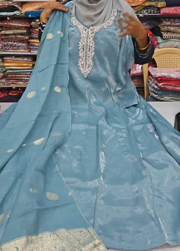 Premium Glass Roman Long Panel Anarkali with Dupatta | KS1183